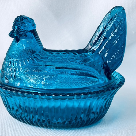 Boyd Other - Vintage Boyd's Glass Hen On Nest Teal Blue